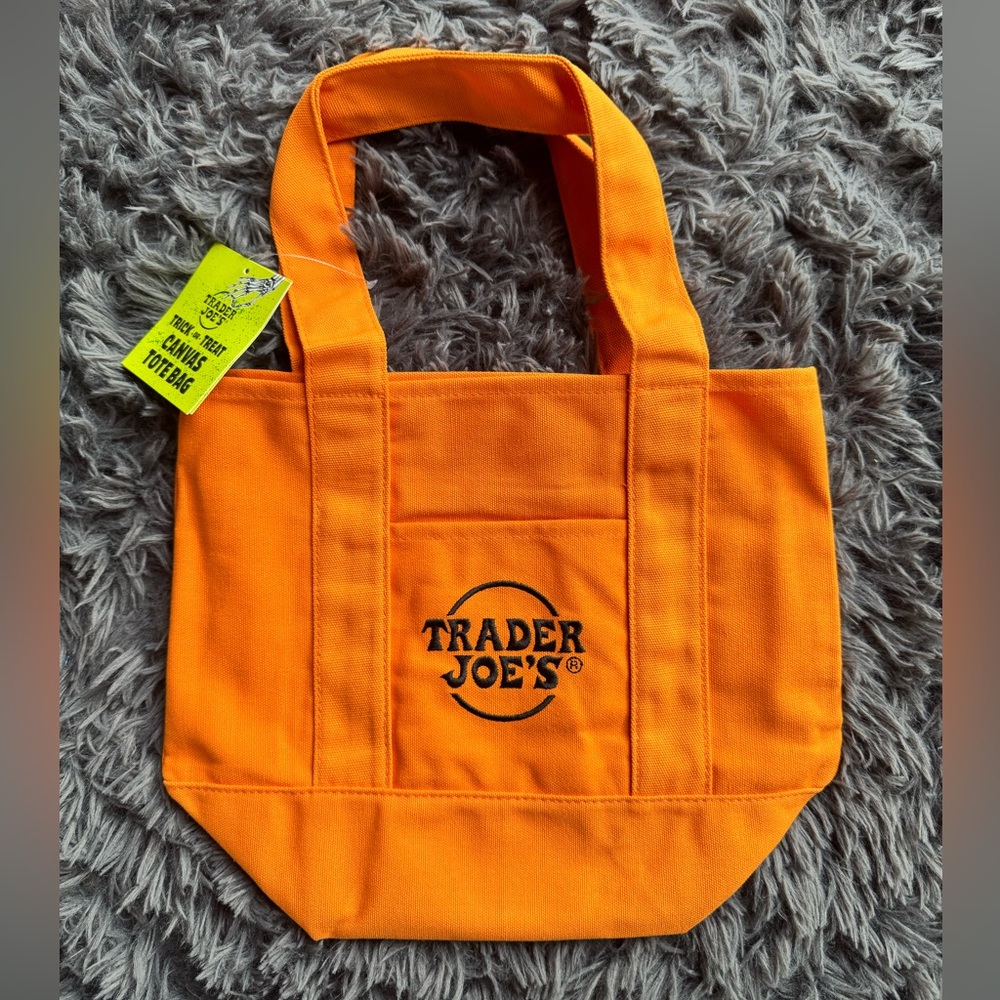 Trader Joe's Orange mini Canvas Tote Bag